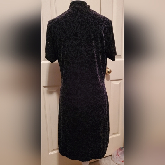 Merona Mock Neck Black Velvet Burnout Bodycon Dress Witchy Dark Fairy Sz Large - Picture 1 of 10